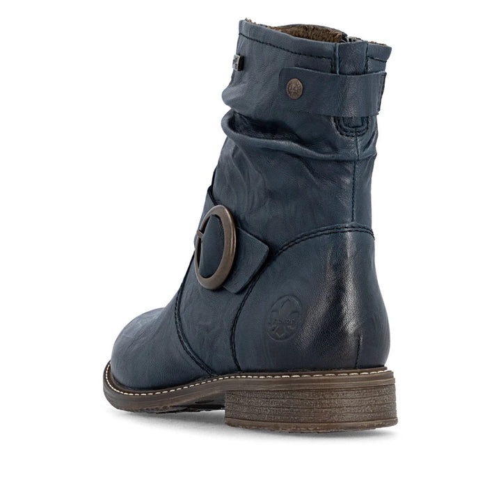 Rieker Women's Blue Leather Ankle Boots 74857-14