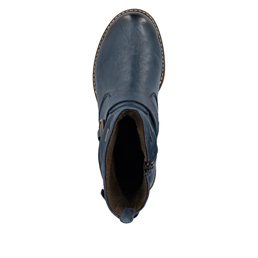Rieker Women's Blue Leather Ankle Boots 74857-14