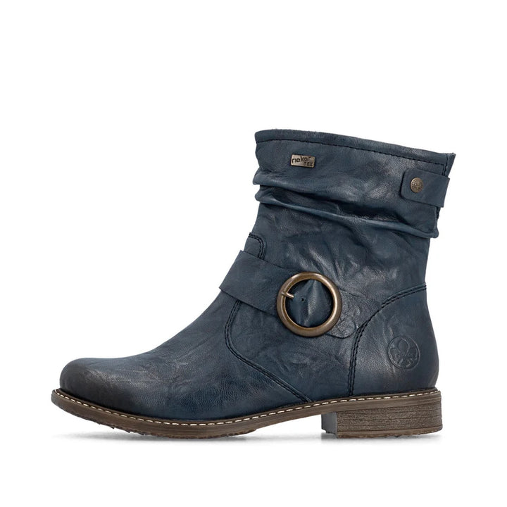 Rieker Women's Blue Leather Ankle Boots 74857-14