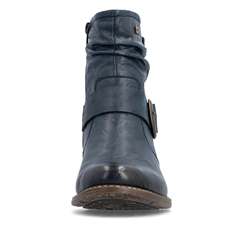 Rieker Women's Blue Leather Ankle Boots 74857-14