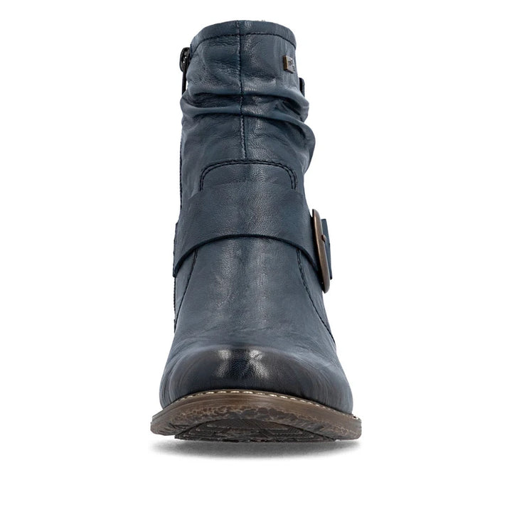 Rieker Women's Blue Leather Ankle Boots 74857-14