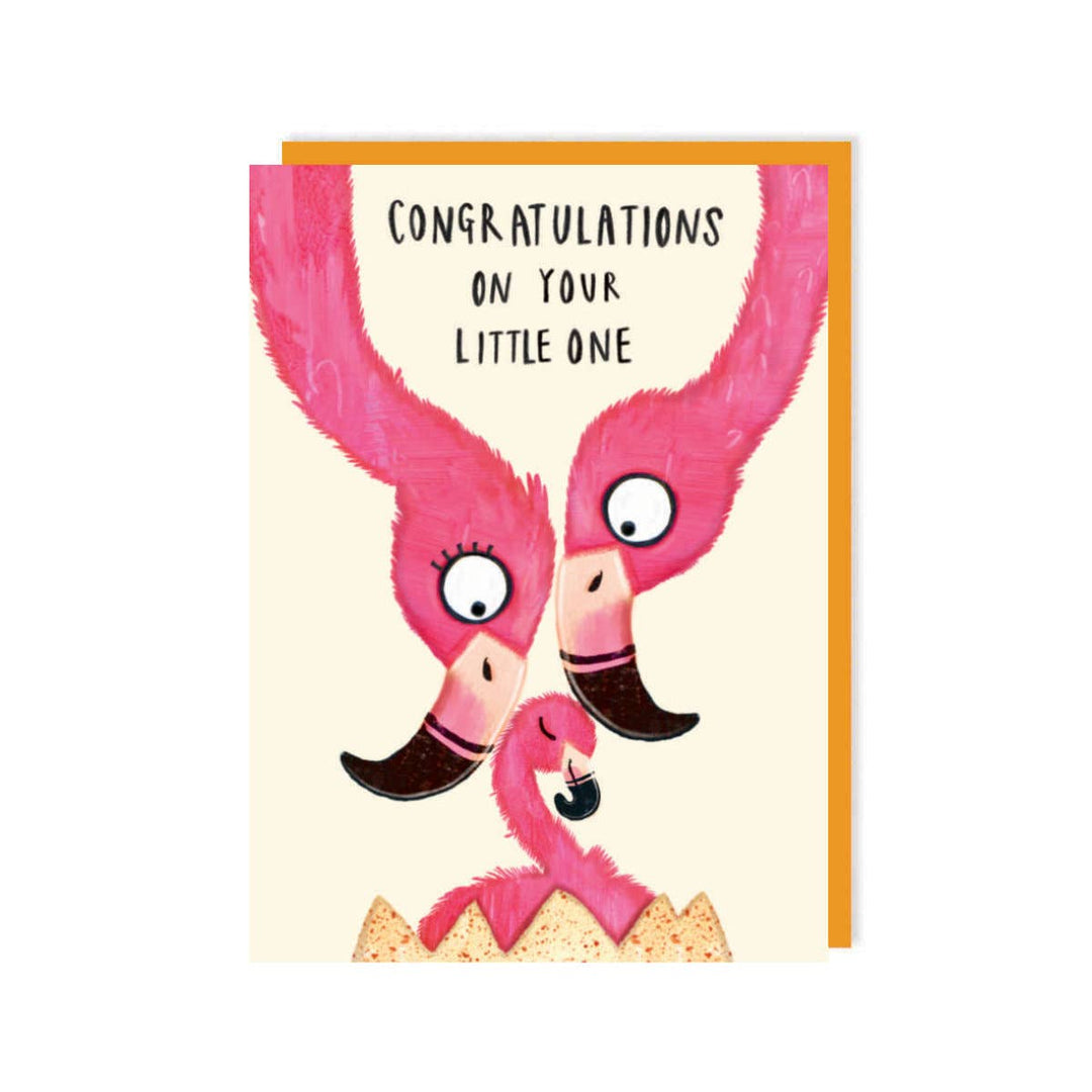 Little One Flamingo Card | Cute Bears New Baby Greeting Card