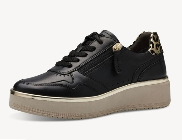 BLACK COMB LEATHER TRAINER