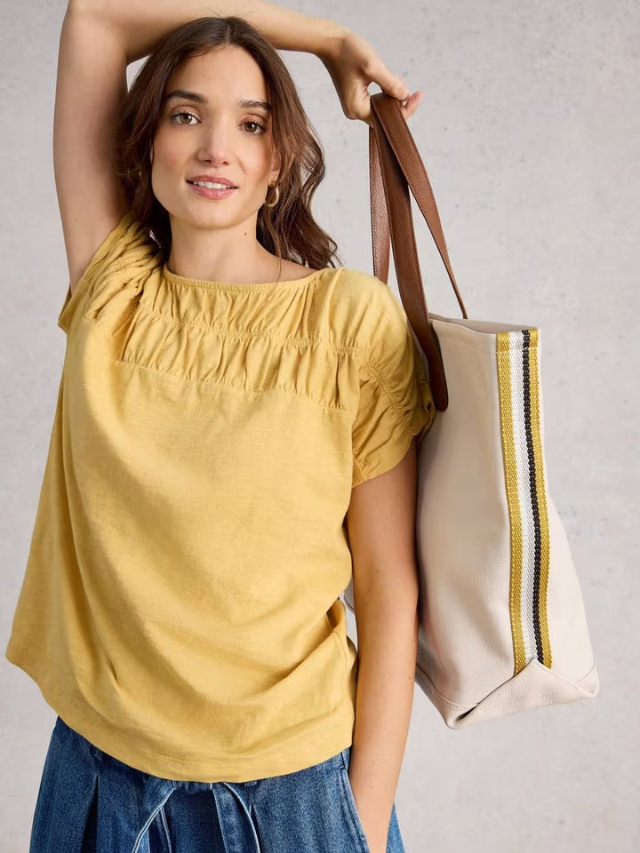 RACHEL RUCHED TEE LIGHT YELLOW