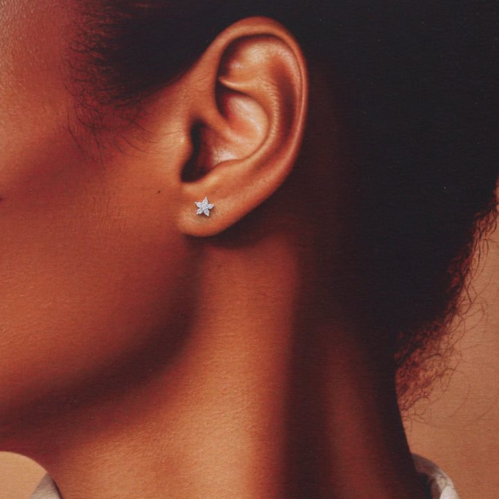 XT004 'HOLLY JOLLY' Little Star Earrings: Silver