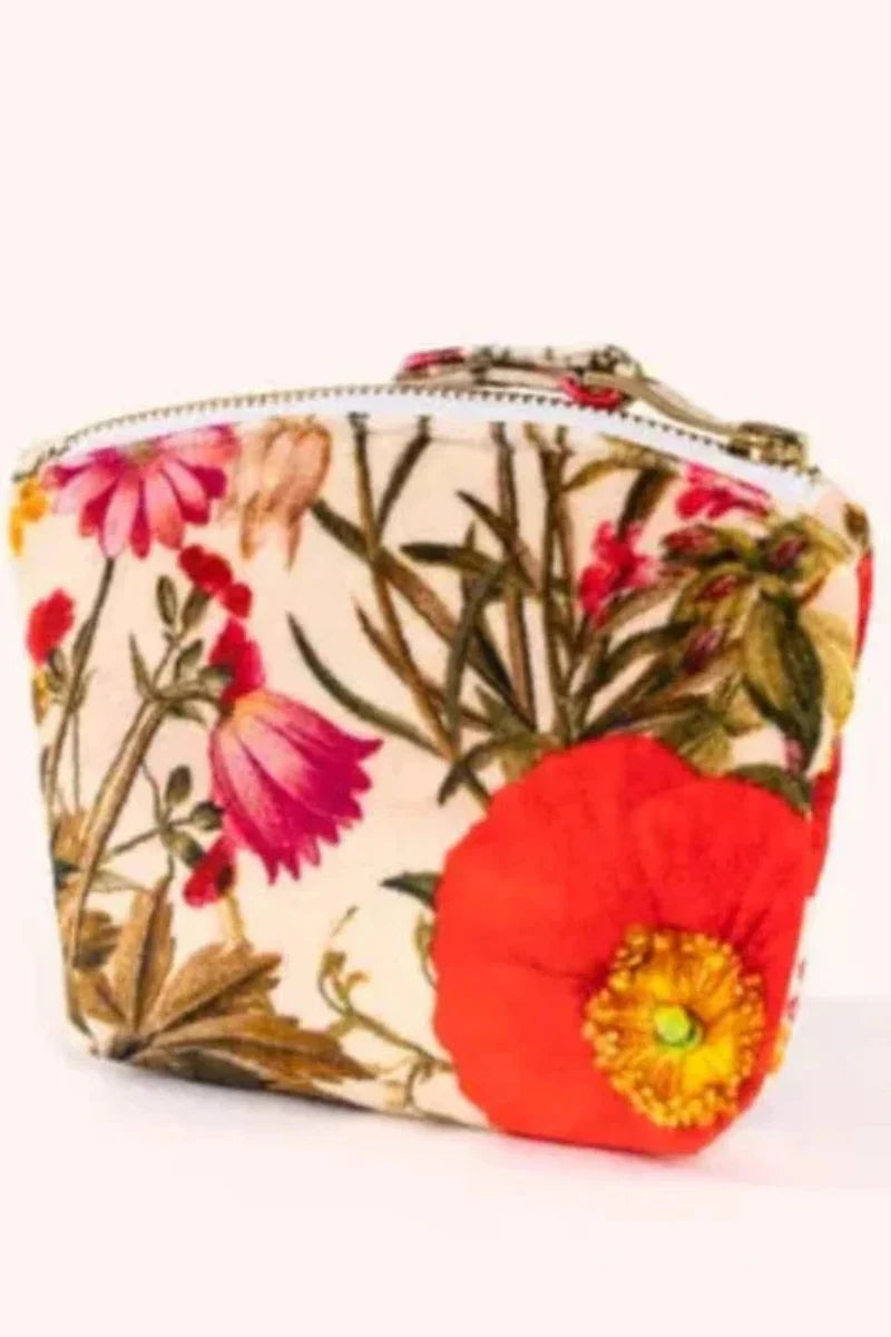 PRINTED VELVET POUCH fine flowers
