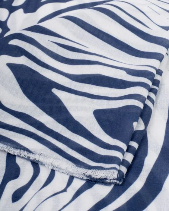 PRINTED SCARF ZEBRA OFF WHITE NAVY