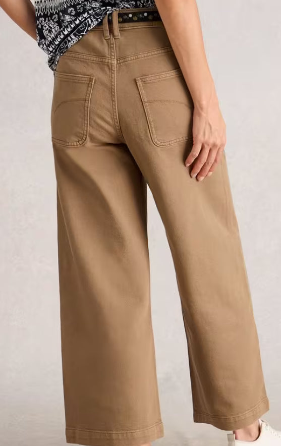 TIA WIDE LEG CROP JEAN MID TAN