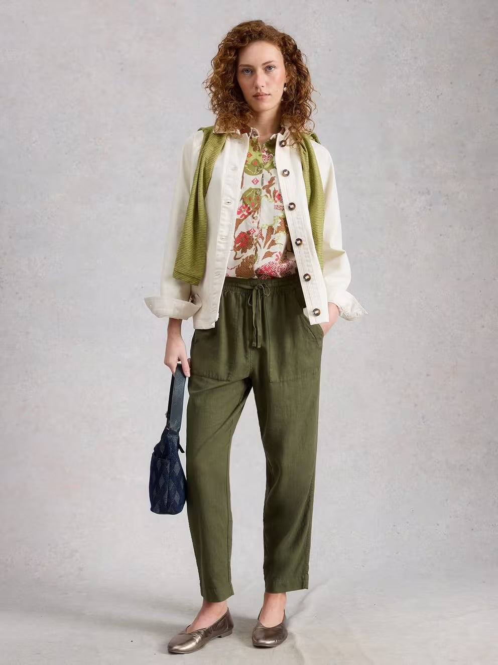 SOPHIE ORGANIC COTTON SHIRT GREEN PRINT