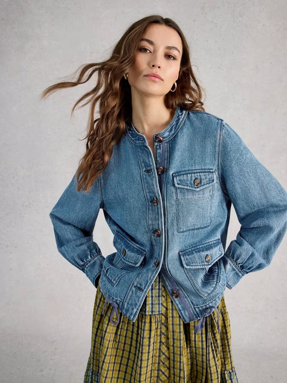 DEMI UTILITY DENIM JACKET MID DENIM