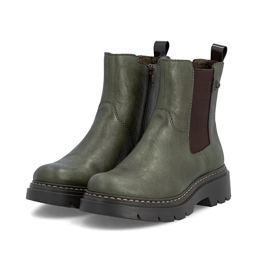 Rieker Women's Green Chelsea Boots 76750-54