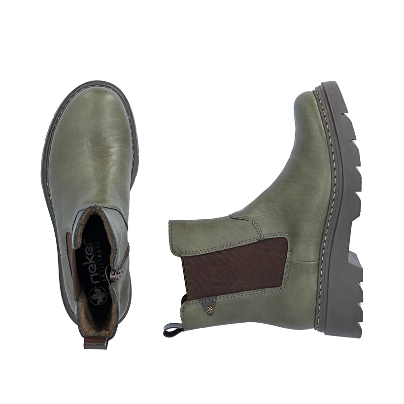 Rieker Women's Green Chelsea Boots 76750-54
