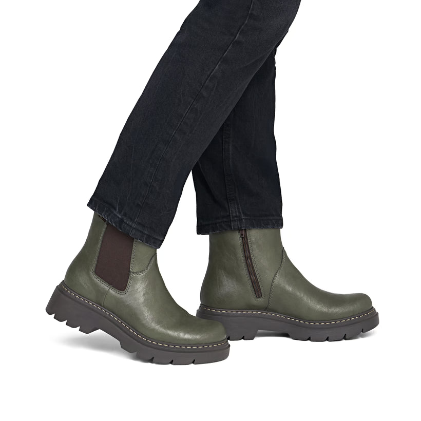 Rieker Women's Green Chelsea Boots 76750-54