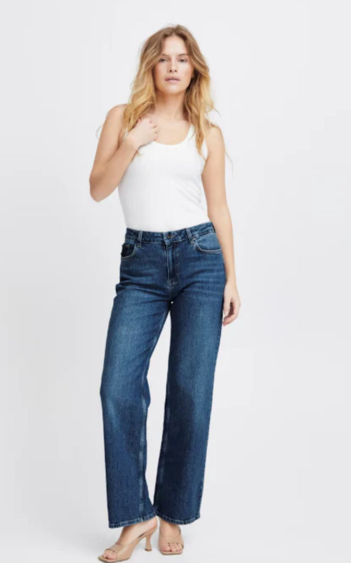 VEGA UHW JEANS WIDE LEG MEDIUM BLUE DENIM