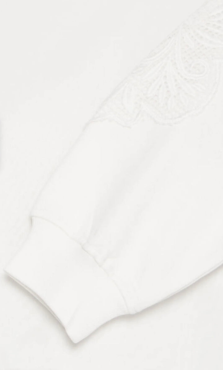 MARSHMALLOW SOMA EMBROIDERED SWEAT TOP