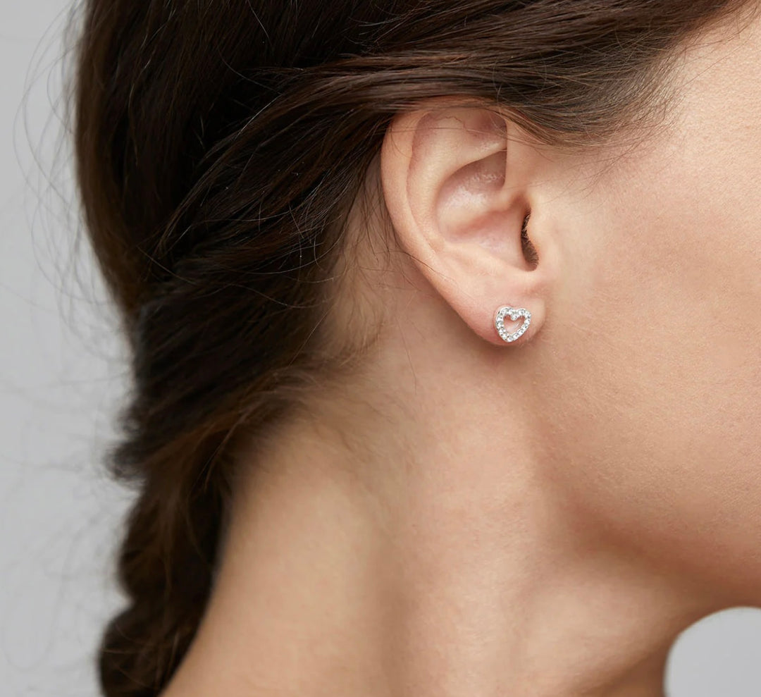 EDIE CRYSTAL HEART EARRINGS SILVER PLATED