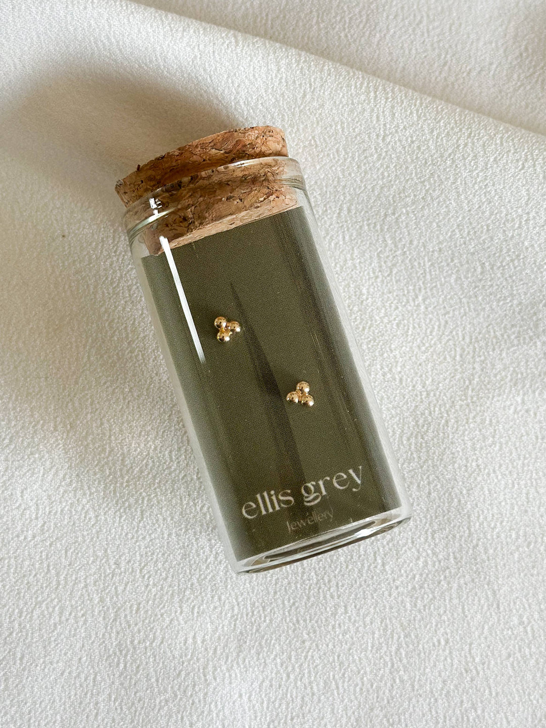 Glass Vial - 18k Gold Triple Ball Stud Earrings
