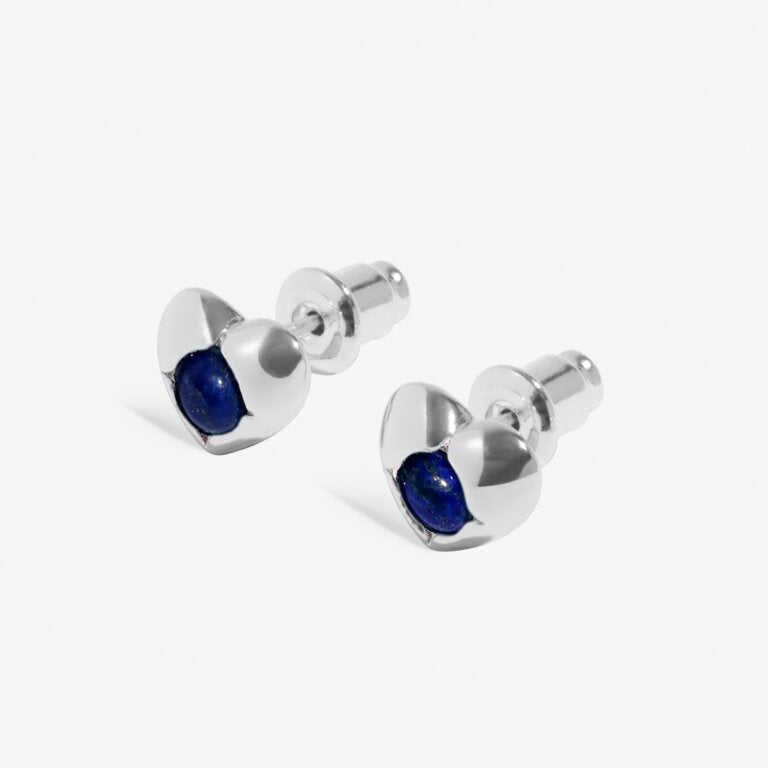 SEPTEMBER LAPIS LAZULI BIRTHSTONE SILVER PLATED  EARRINGS