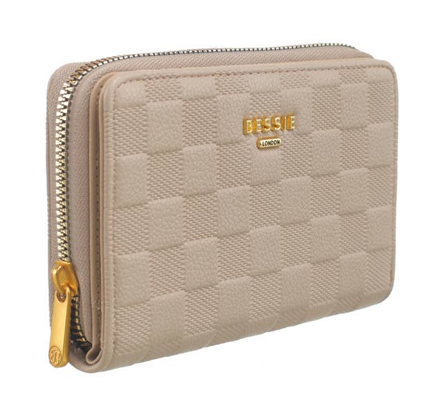CHECKBOARD WALLET: Beige