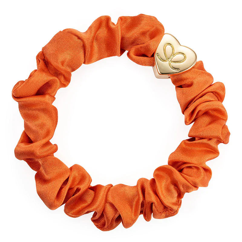 GOLD HEART SILK SCRUNCHIE ORANGE