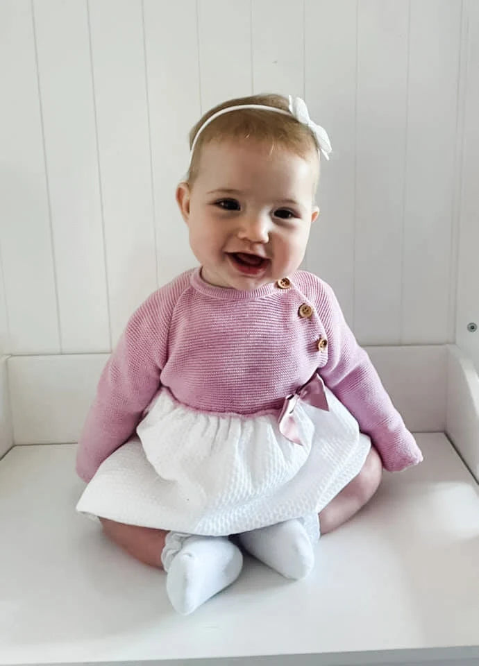 COTTON DRESS KNITTED TOP PINK 6-12 MONTHS