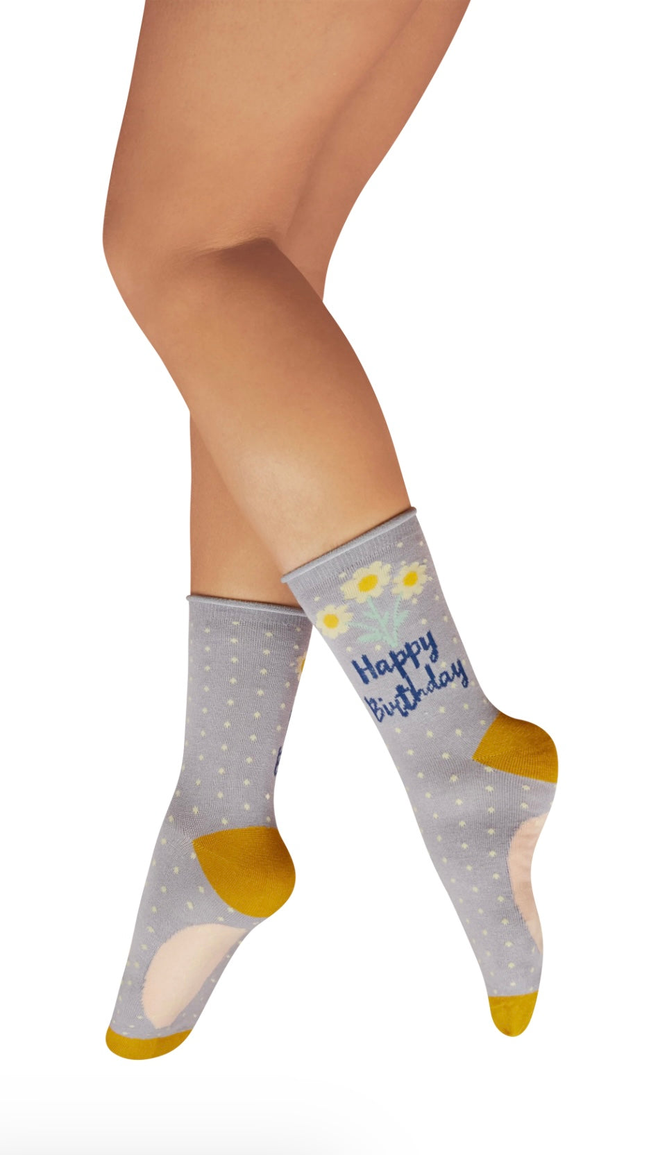 HAPPY BIRTHDAY DAISIES LILAC ANKLE SOCKS UK 3-8