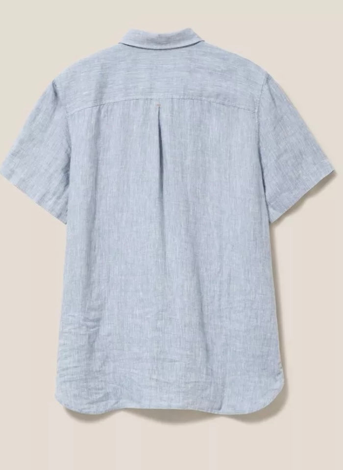 BLUE PEMBROKE SHORT SLEEVE LINEN SHIRT