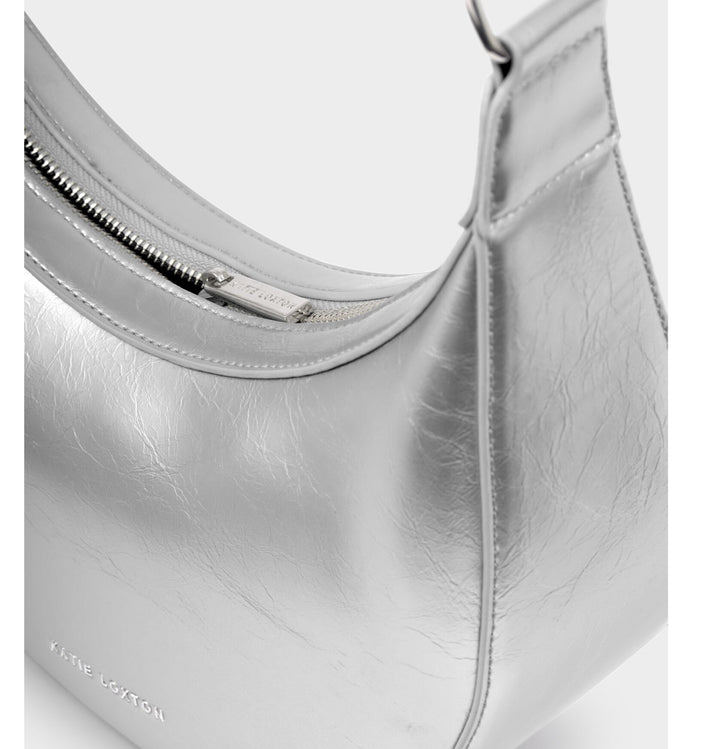 AMINA PATENT CRACKLE SLING BAG| SILVER