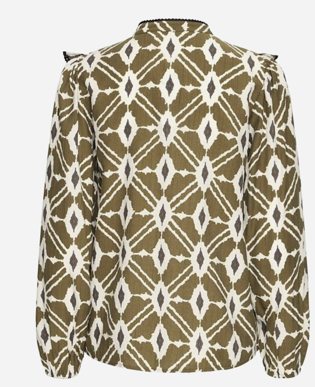 INABA FRILL SHIRT MILITARY OLIVE IKAT