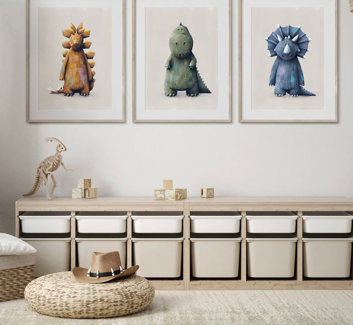 A4 DINOSAUR NURSERY PRINTS SET OF 3