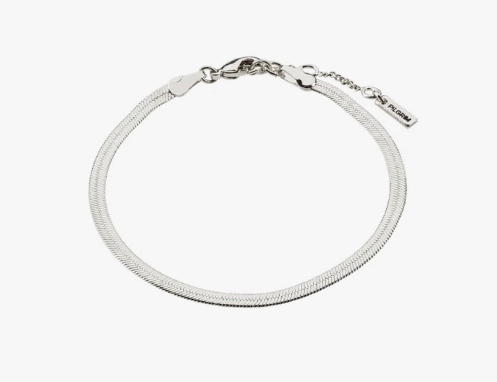 JOANNA RECYCLED SILVER PLATED FLAT SNAKE CHAIN BRACELET
