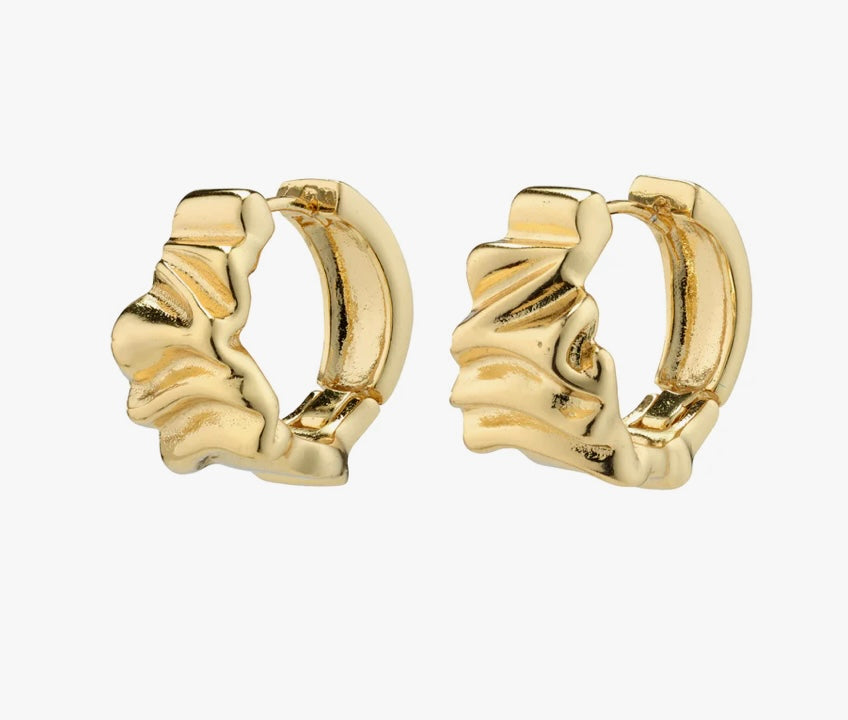 WILLPOWER GOLD PLATED HUGGIE HOOP EARRINGS