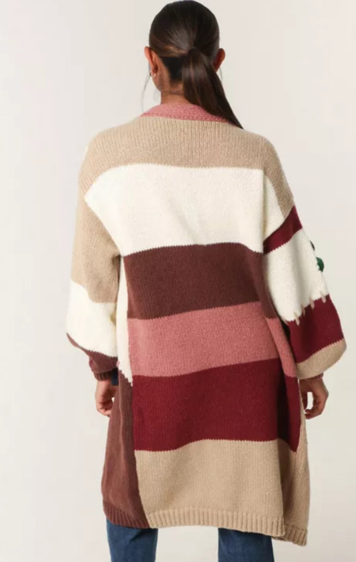 BROWN CROCHET FLOWER CARDIGAN