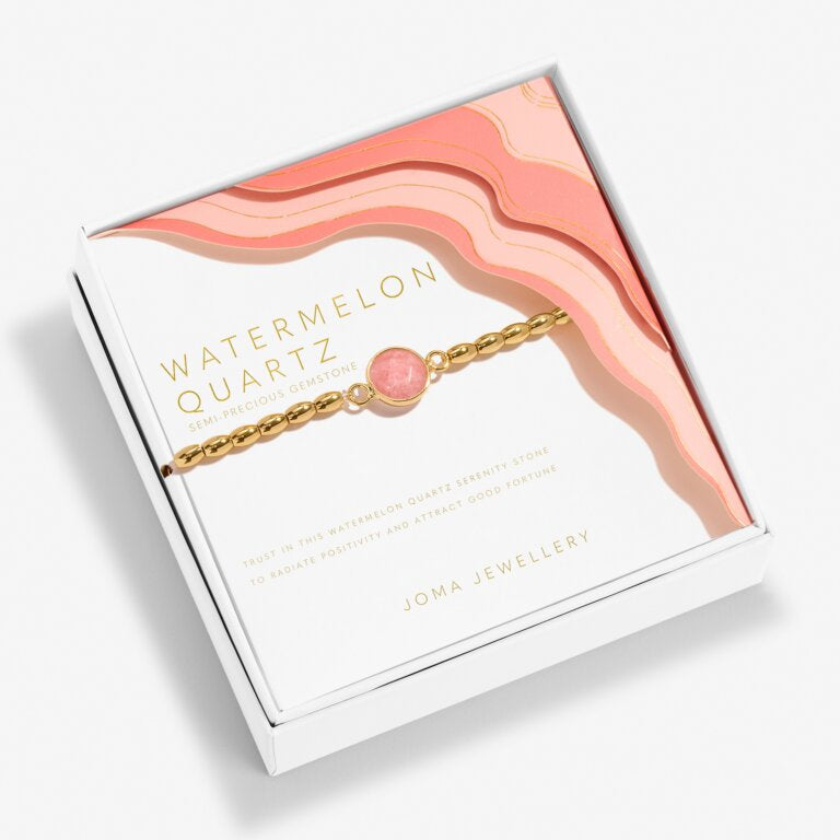 SERENITY STONES WATERMELON QUARTZ GOLD PLATED BRACELET