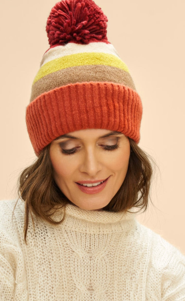 LILIA 2 POMPOM HAT MIXED SUNSET