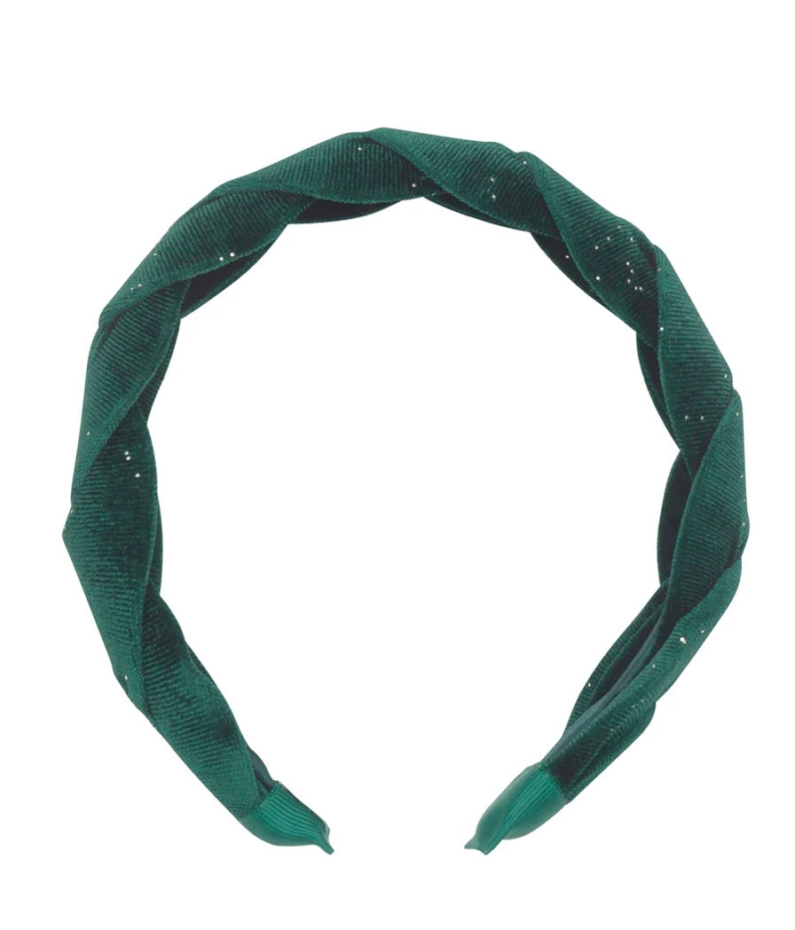 EVERGREEN VELVET PLAITED HEADBAND