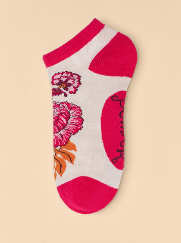 PAISLEY FLORAL TRAINER SOCKS CREAM