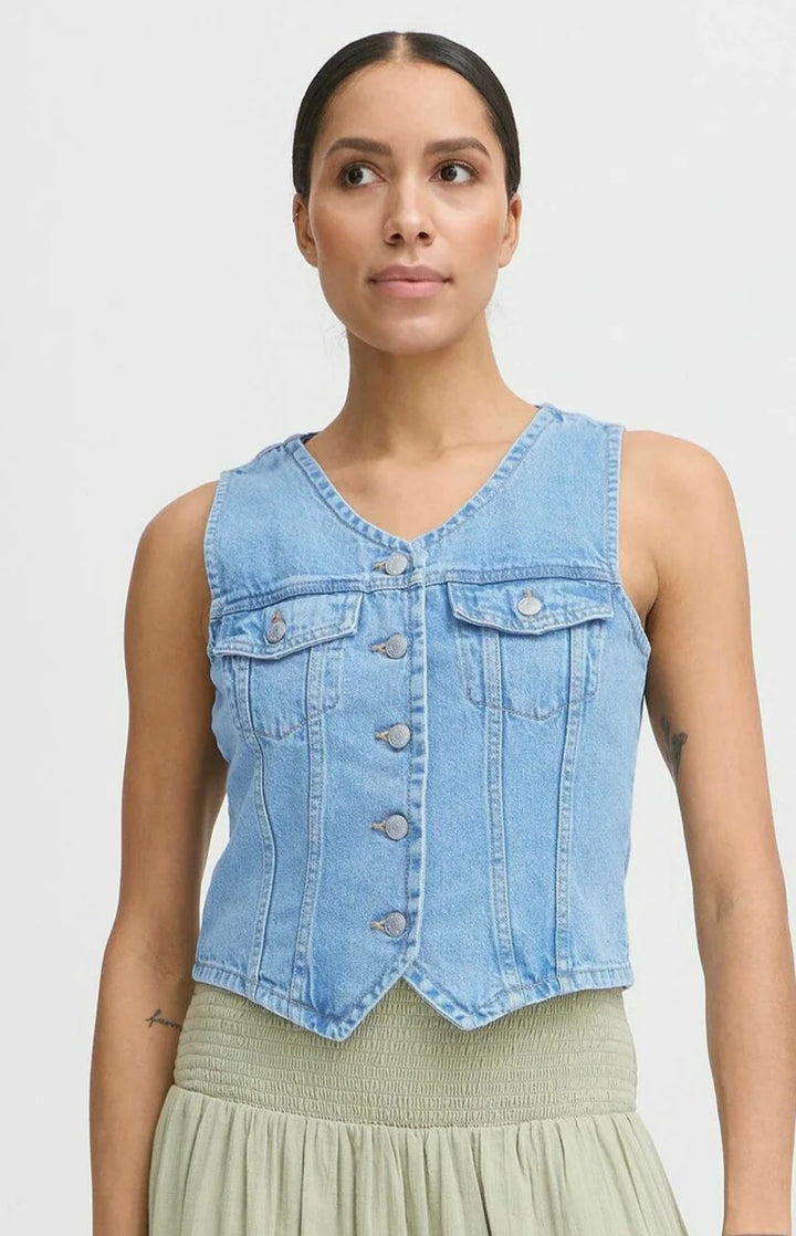KALLIE WAISTCOAT LIGHT BLUE DENIM
