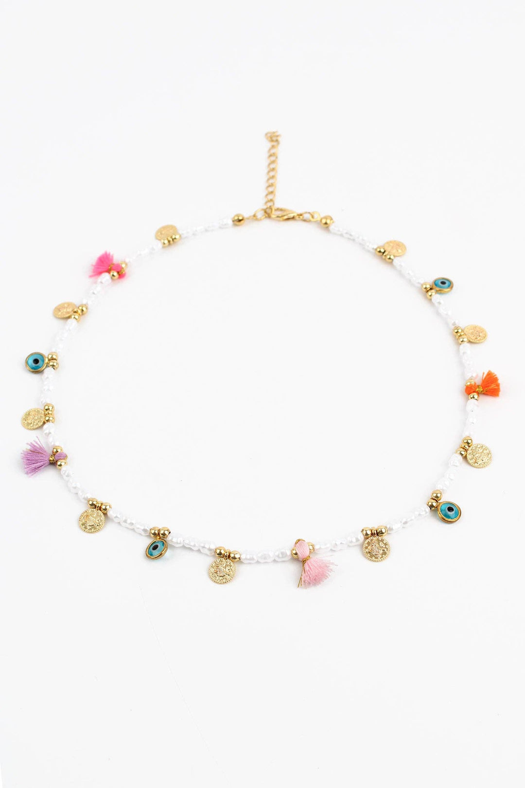 PEARL CHARM AND TASSEL NECKLACE