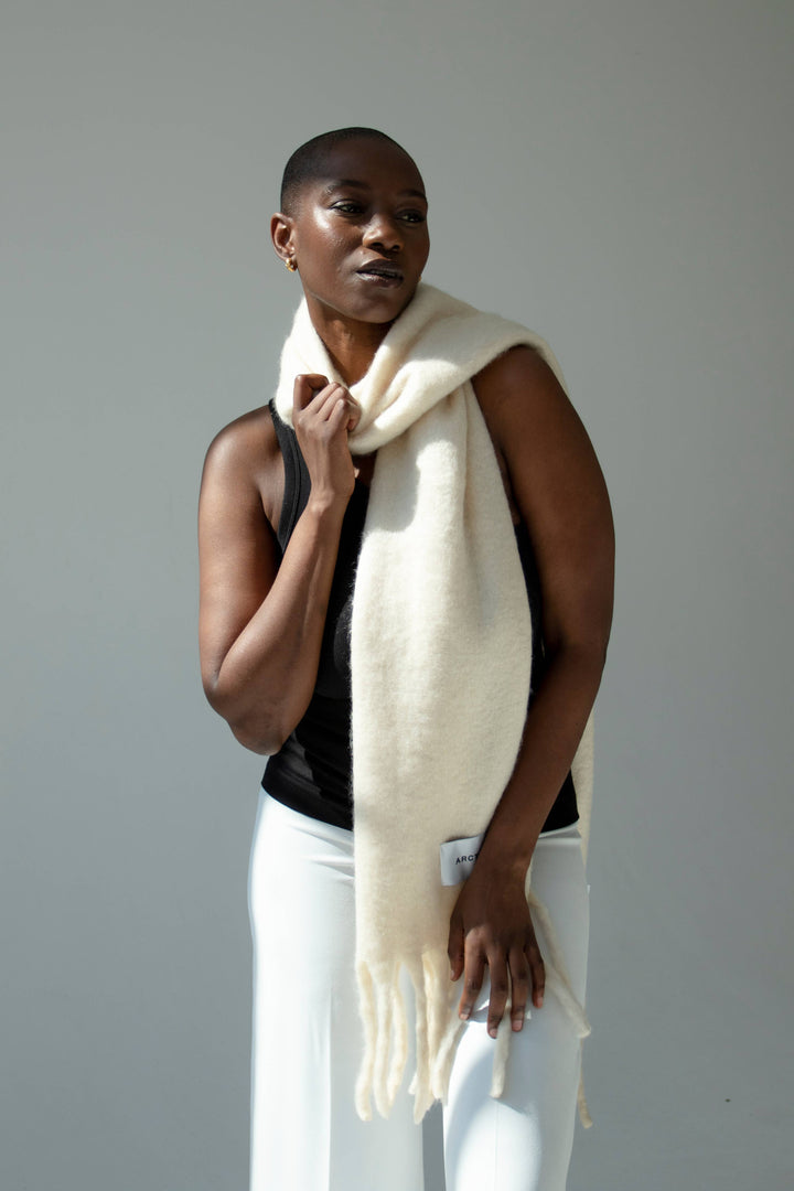 The Reykjavik Scarf - 100% Recycled - Rice White - AW23