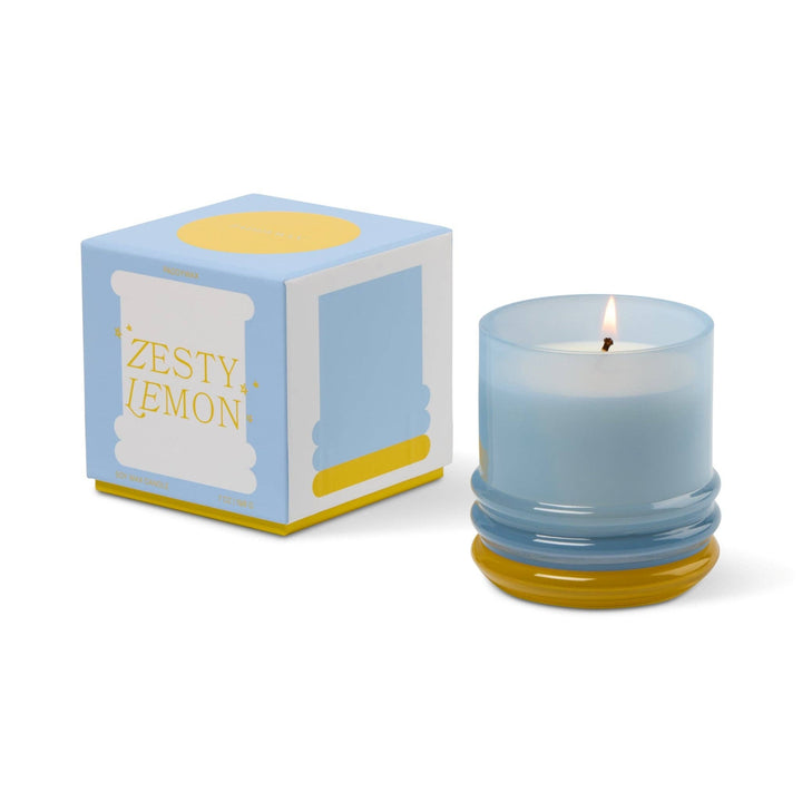 Paddywax Stack Glass Candle Blue - Zesty Lemon