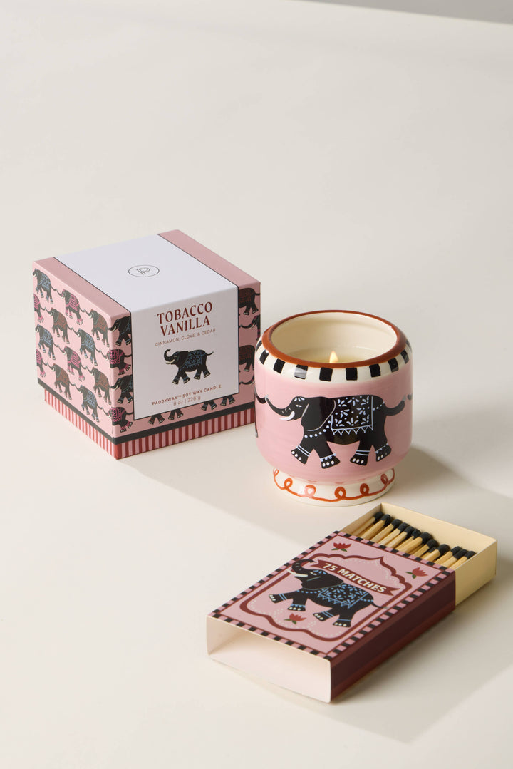 A Dopo 8oz/226g Elephant Ceramic Candle - Tobacco Vanilla