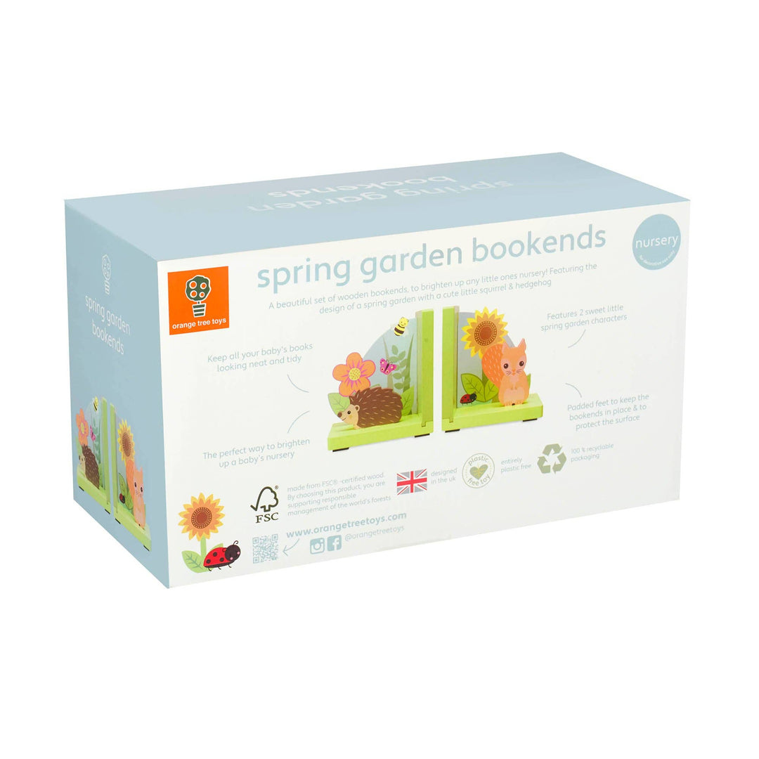 Spring Garden Wooden Bookends