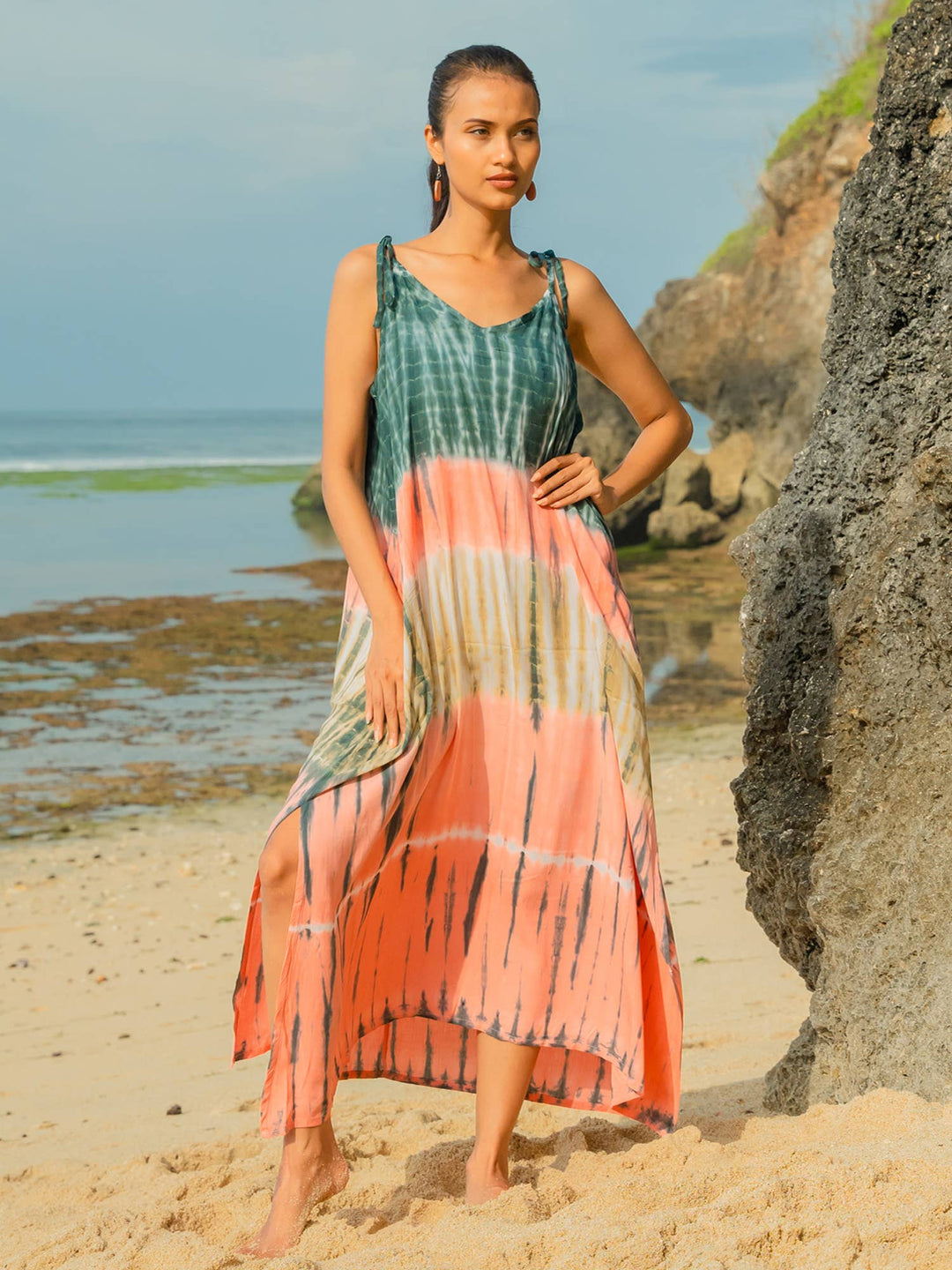 ADJUSTABLE TIE DYE STRAPPY DRESS