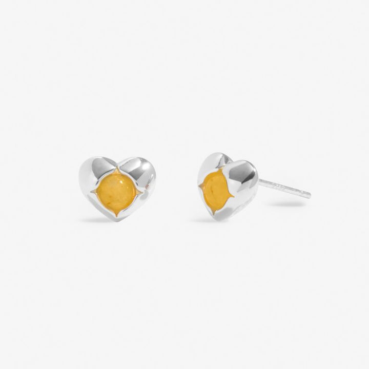 NOVEMBER YELLOW QUARTZ BIRTHSTONE SILVER PLATED EARRINGS