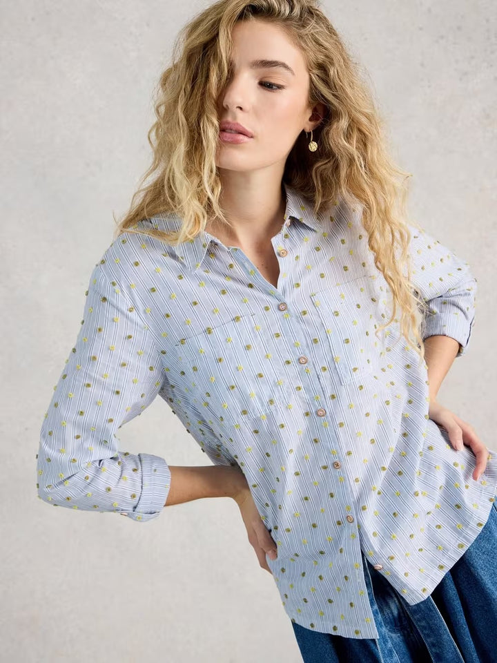 SOPHIE ORGANIC COTTON SHIRT BLUE MLT