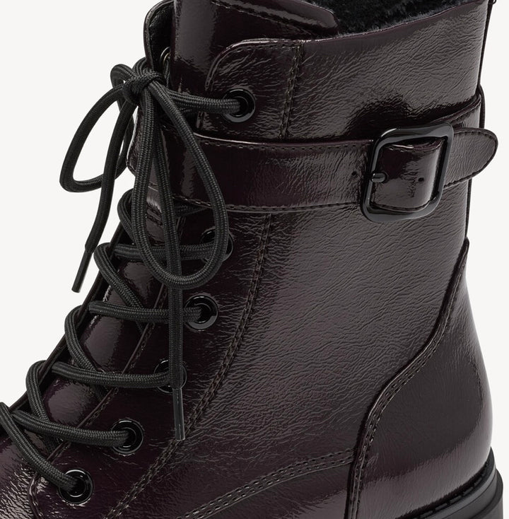 BORDEAUX RED PARENT CHUNKY LACE UP BOOT