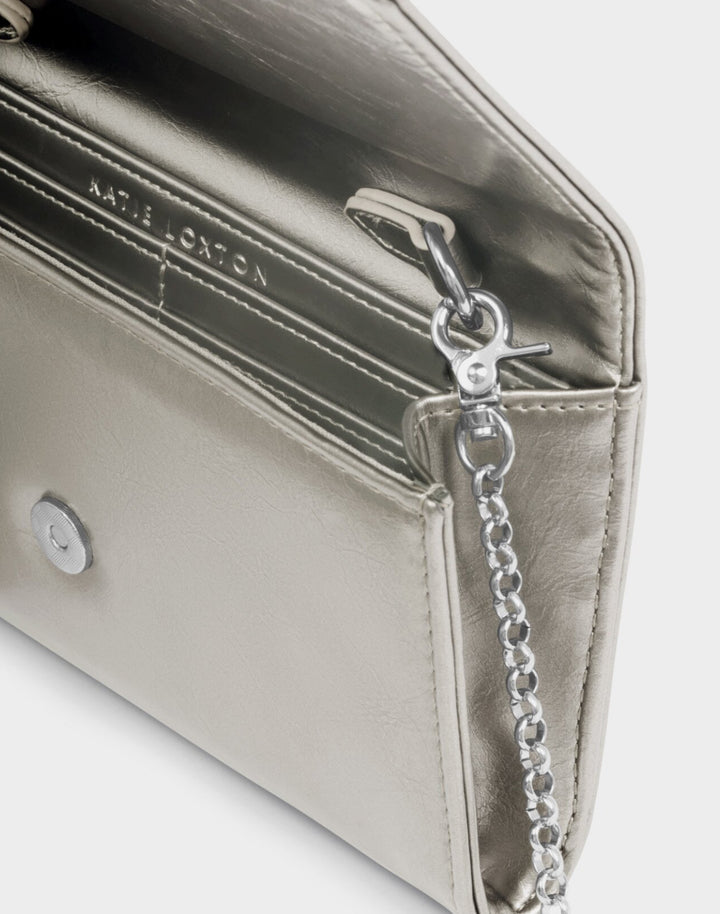 ZEA PATENT CRACKLE PURSE CROSSBODY | PEWTER