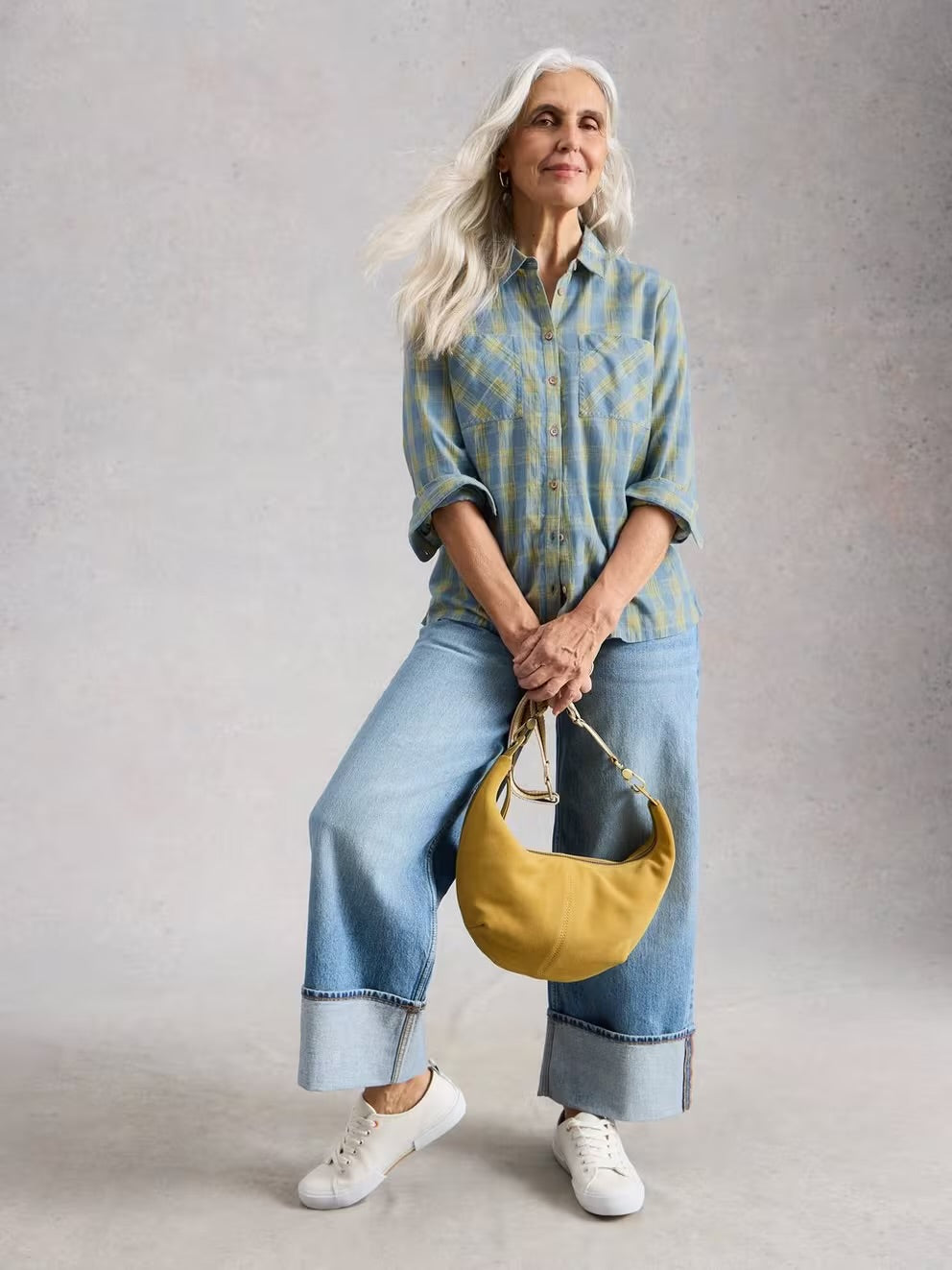 SOPHIE ORGANIC CHECK SHIRT BLUE MLT