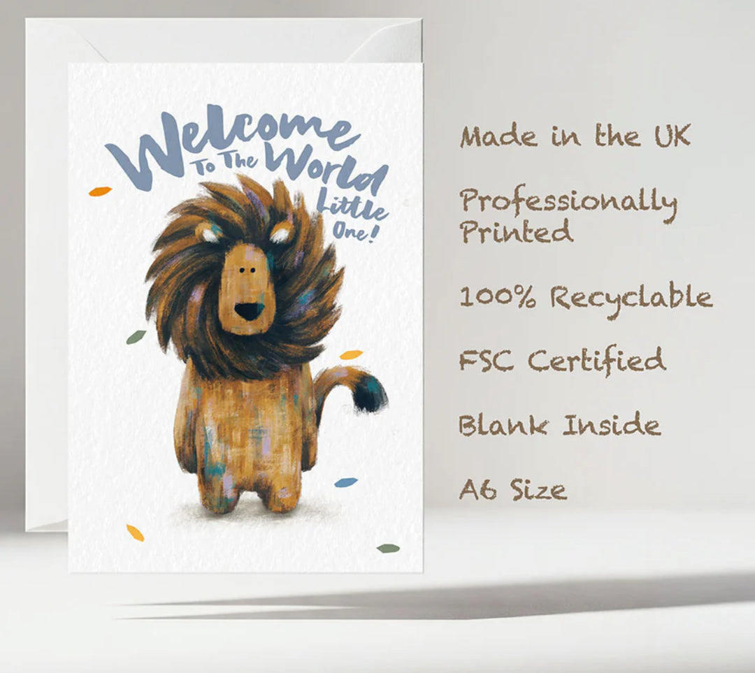 LION WELCOME TO THE WORLD GREETINGS CARD